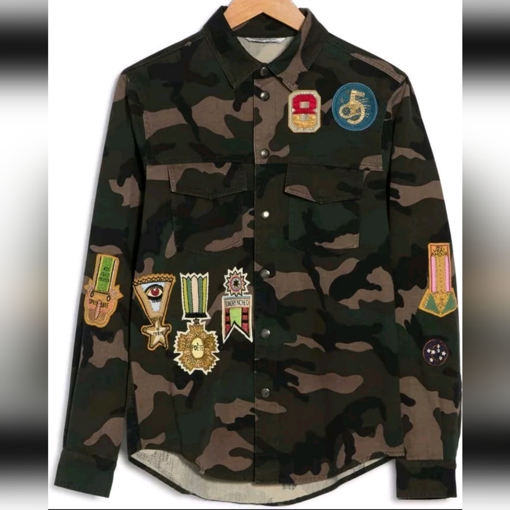 Valentino Men's Camo Jacket Size 44IT (34US XS) Green Multicolor $2600